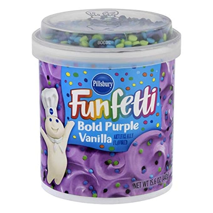 Pillsbury Funfetti Bold Purple Vanilla Flavored Frosting 15.6-Ounce (Pack of 8)