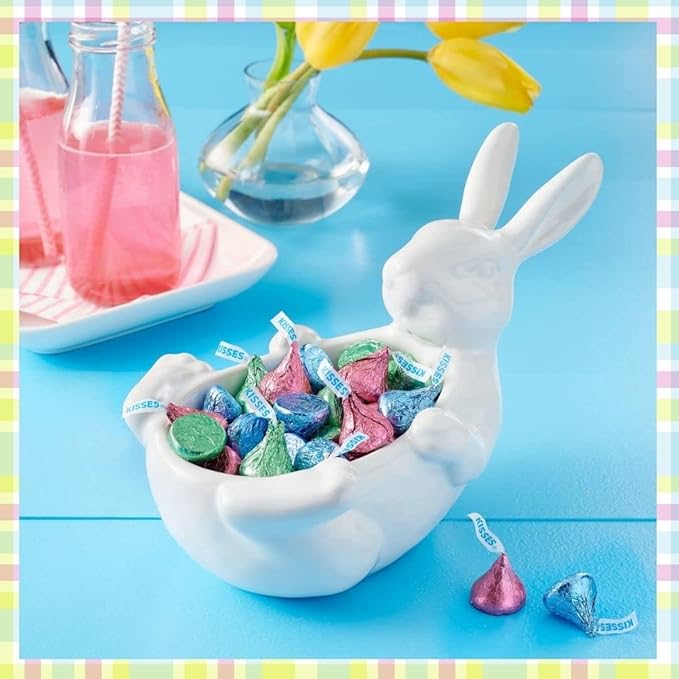 Easter Kisses Milk Chocolate (2 LB.) Bulk Wrapped in Beautiful Pastel Blue Pink Green &amp Silver Foil