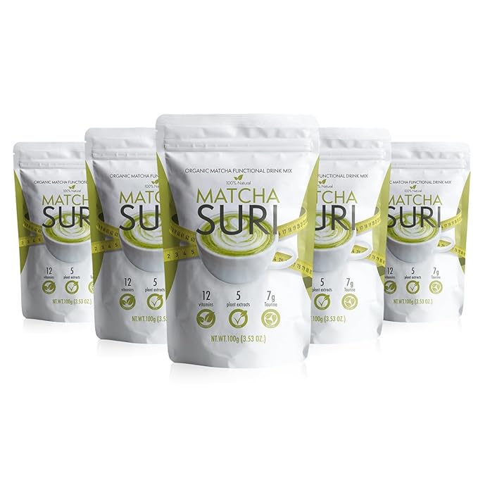 Matcha Suri | Matcha Green Tea Drink Mix | 3.53 oz | 5 Pack 3.54 Ounce (Pack of 1)