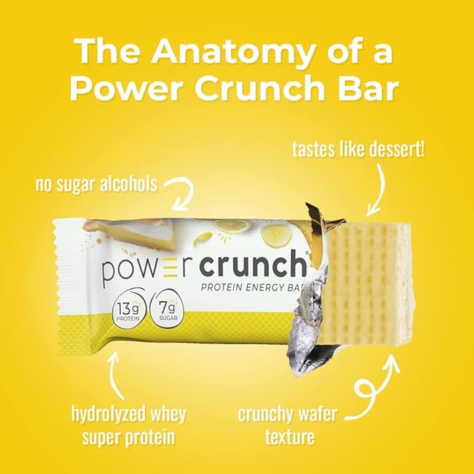 Power Crunch Protein Wafer Bars High Protein Snacks with Delicious Taste Lemon Meringue 1.4 Ounce (12 Count)