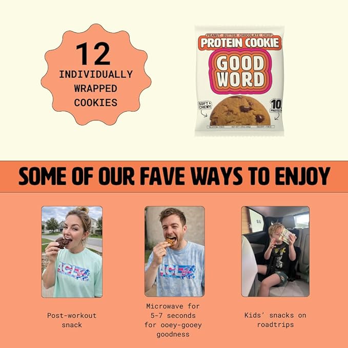 Peanut Butter Protein Cookie Soft &amp Chewy High Protein Snack Gluten-Free Grain-Free Dairy-Free No Seed Oils No Refined Sugars Made with Almond Butter &amp Collagen 12-Pack