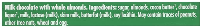 Ritter Sport Milk Chocolate With Whole Almonds Bar All Natural 3.5 Ounces (Pack Of 11)
