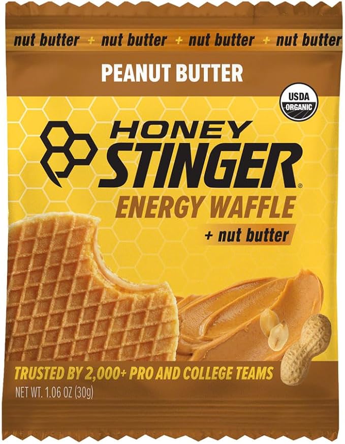 Honey Stinger Organic Peanut Butter Waffles - USDA Certified Kosher Natural Energy Snack Gluten-Free No Artificial Flavors or Preservatives Convenient Box of 12 for Athletic &amp Outdoor Use