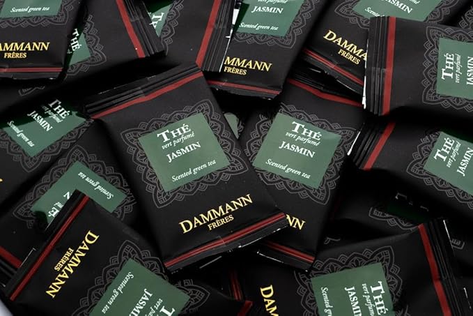 Dammann Freres Sachets Vert Au Jasmin Tea Bags Premium Gourmet French Jasmine Green Tea Individually Wrapped 24 Count (Single Pack)