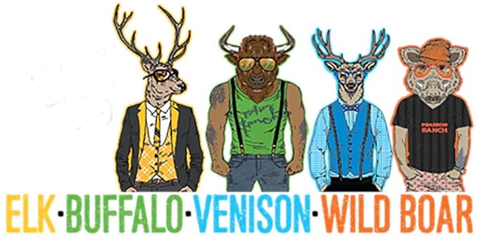 Pearson Ranch Wild Grass Fed Game Variety Pack of 4-2.1oz Bags - Venison Elk Buffalo &amp Wild Boar - Gluten-Free MSG-Free Paleo and Keto Friendly