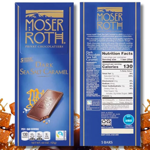 3 Pack – Dark Sea Salt Caramel Chocolate Bars 5 Individually Wrapped Mini Bars Each – Rich Dark Chocolate with Caramel and Sea Salt