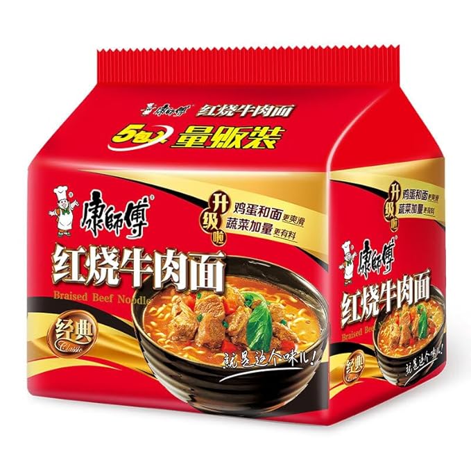 Chinese food Instant noodles 康师傅 方便面 红烧面五连包104g*5袋 泡面袋装
