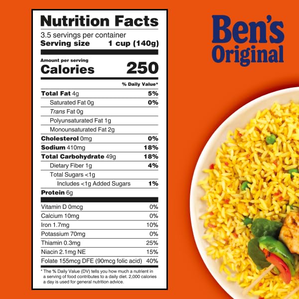BEN'S ORIGINAL READY RICE Garden Vegetable Medley Flavored Rice Family Size 17.3 OZ Pouch (Pack of 6)