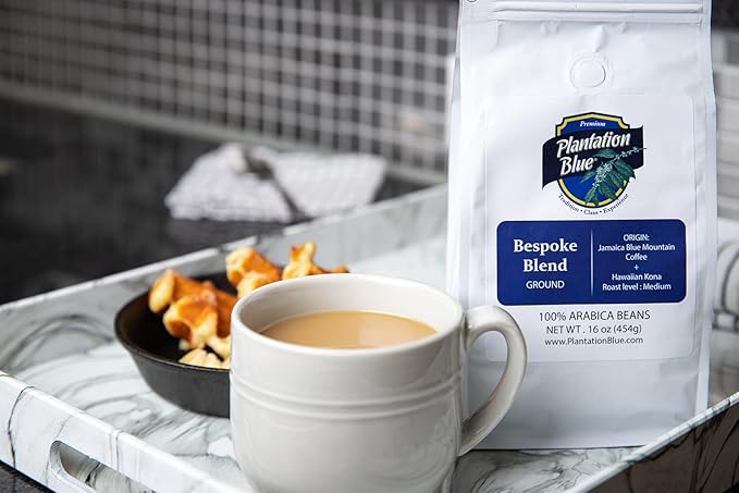 PREMIUM PLANTATION BLUE TRADITION CLASS EXPERIENCE Bespoke Blend of Blue Mountain &amp Kona Coffee Ground (1lb)