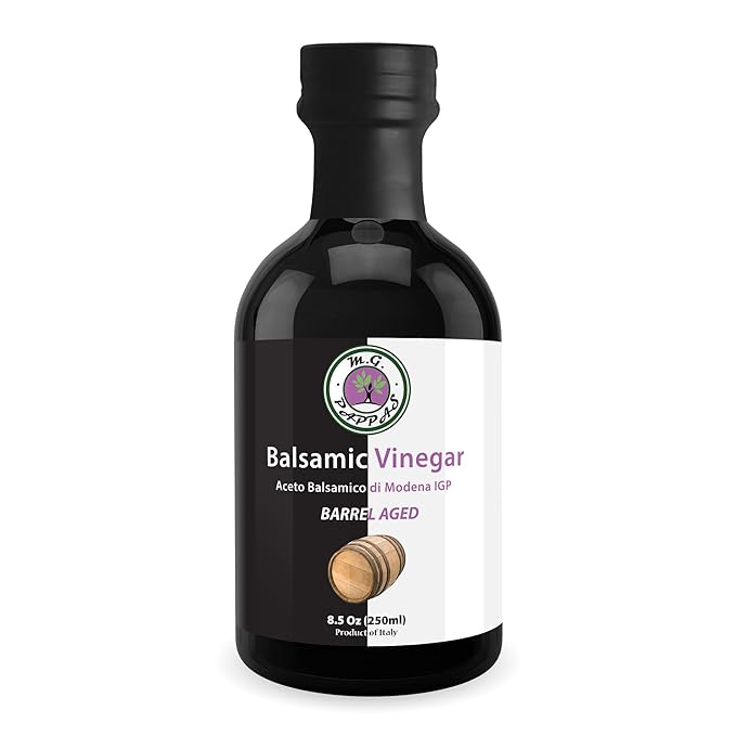 M.G. PAPPAS Balsamic Vinegar from Italy - Gourmet Balsamic Italian Vinegar - A Great Addition to Vinaigrettes Salads &amp Dressings - No Preservatives No Added Sugar No Additives - 8.5 Fl Oz (250m