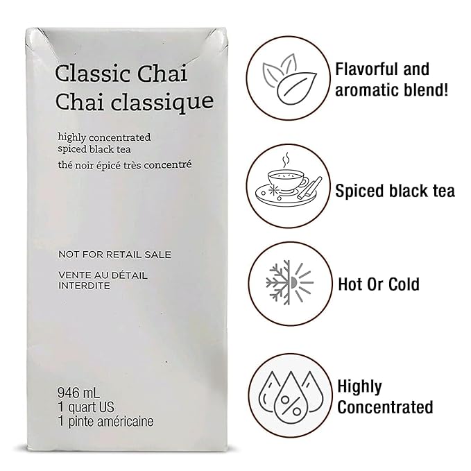 CHAI Classic Tea Concentrate - Highly Concentrated Spiced Black Tea With Cinnamon Ginger Cardamom Vanilla Teavanas Famous Qualtiy Compatible With Lattes and Coffees from Starbuck's Cafes &amp W