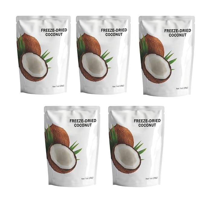 Wise Harvest Freeze-Dried Coconut – Five 1oz Packs | Single Ingredient Snack | 100% Real Fruit No Sugar Added Just Crunch | Healthy Vegan Gluten-Free Snack for Kids &amp Adults