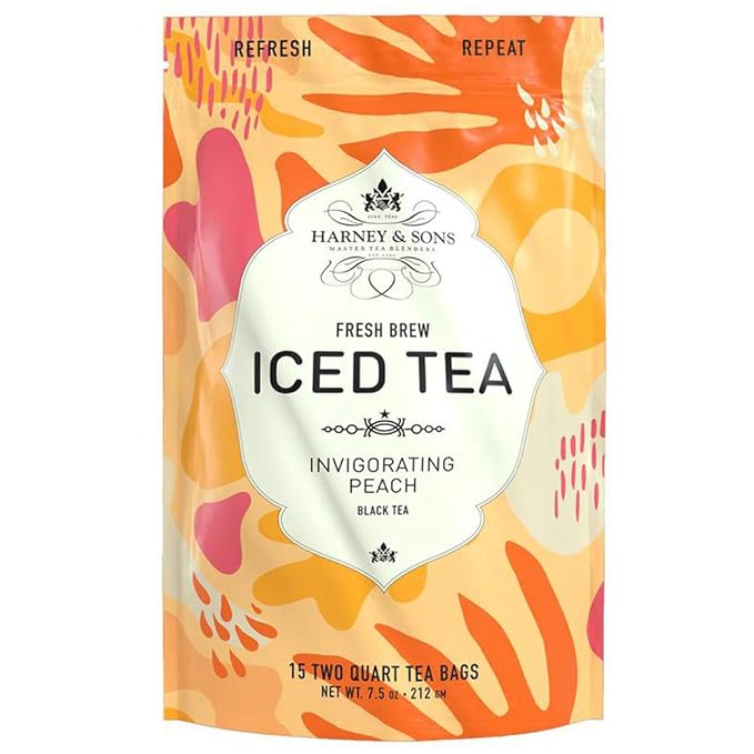 Harney &amp Sons Organic Peach Fresh Brew Iced Tea | 15ct Brews up to 30 quarts of Iced Tea Refreshing
