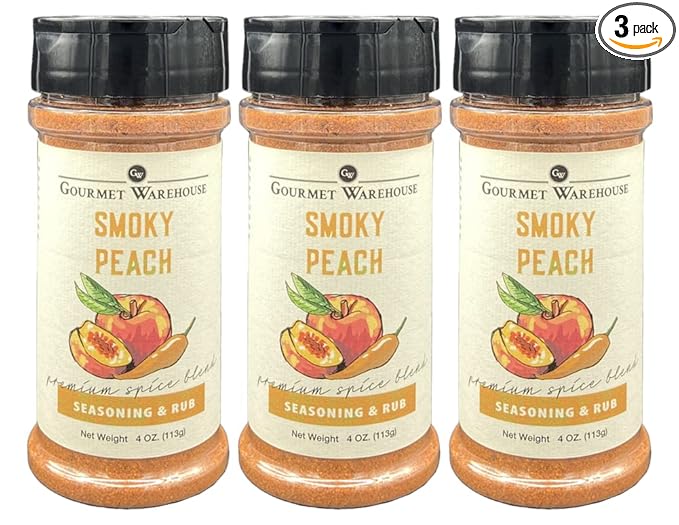 Gourmet Warehouse Smoky Peach Spice Rub Gluten Free No MSG No HFCS 4 Ounces (Pack of 3)