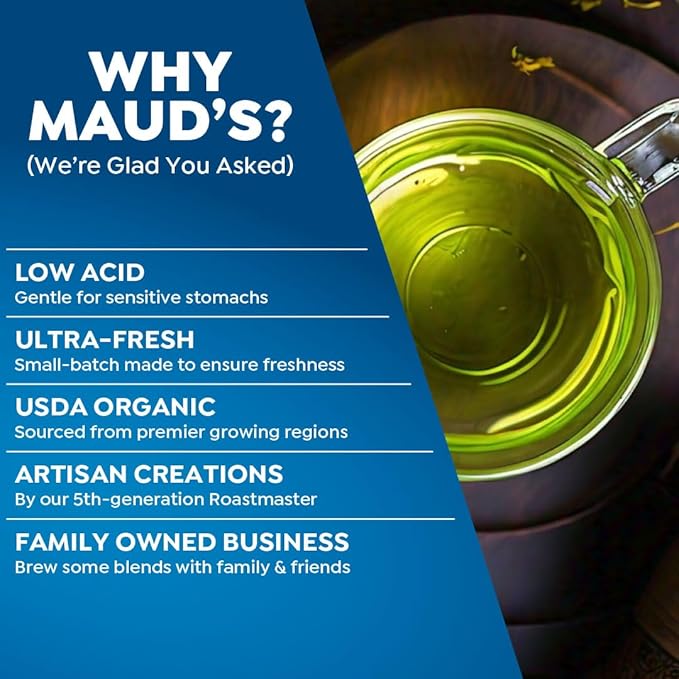 Maud's Organic Jasmine Green Tea Pods 48 ct Single Serve Tea Pods – 100% Gourmet Blended Tea Leaves Compatible with Keurig K Cups Maker