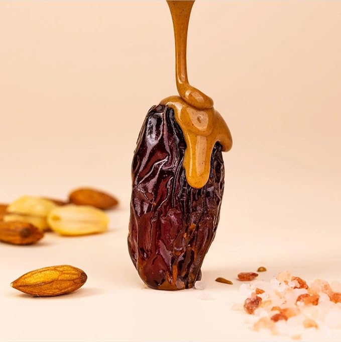 Pick Me Up Snacks – Organic Medjool Dates Pitted and Filled with Creamy Almond Butter – 4 Dates per 2.4 oz Pack – Vegan Gluten-Free No Added Sugar – Healthy On-the-Go Energy Snack – Pack of 10 pouc