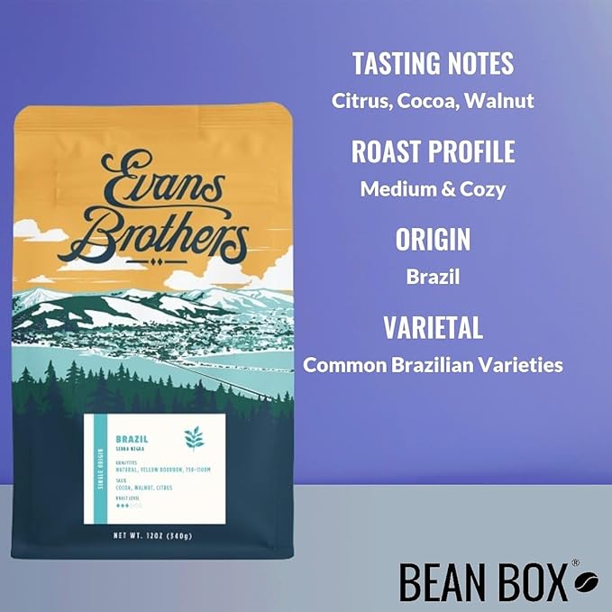 Brazil Serra Negra Natural - Roasted by Evans Brothers Coffee - Whole Bean Coffee - 12 Ounce Bag