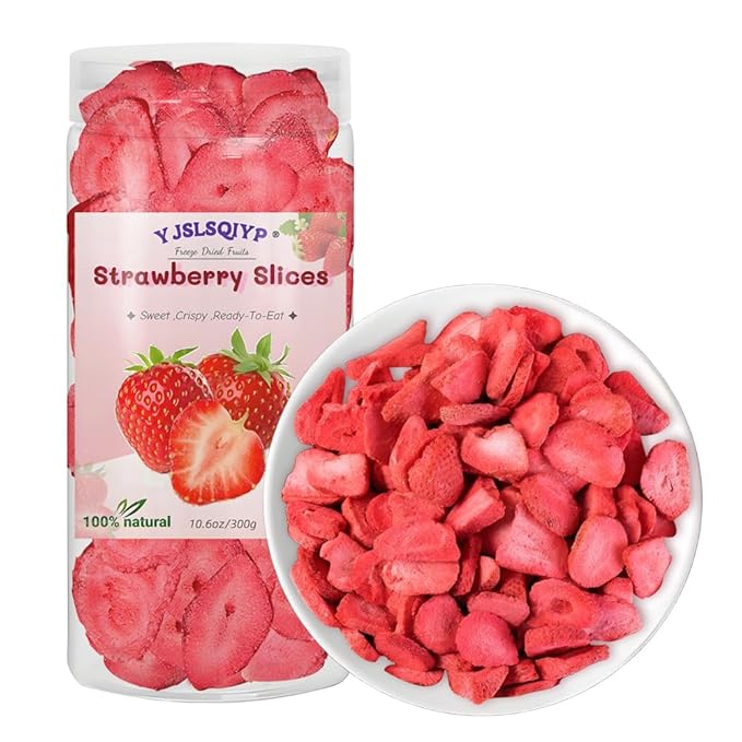 Freeze-Dried Strawberry Slices - 10.6oz (300g) | 100% Natural Fruit | Crunchy Snack for Smoothies Baking &amp Desserts | Vegan Non-GMO