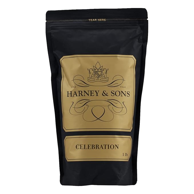 Harney &amp Sons Celebration Tea 16 oz loose Black Yea with Cinnamon Apricot and Hazelnut flavors