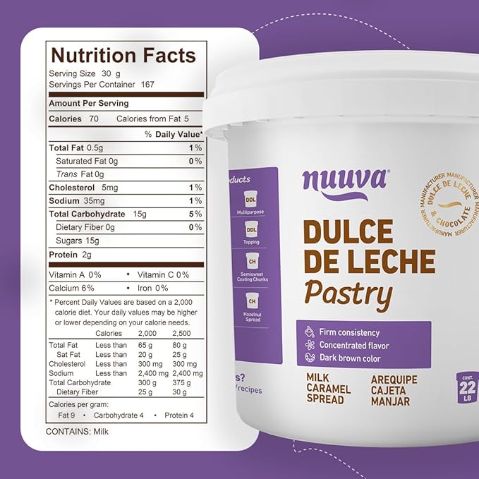 Nuuva Foods Dulce de Leche Repostero Pastry | Authentic Creamy Caramel Spread for Baking | Perfect for Desserts &amp Pastries (5 lbs)