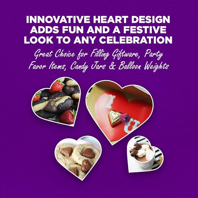 Madelaine Dark Chocolate Mini Hearts Candy – 72% Cacao Valentine’s Day Chocolates Individually Wrapped in Burgundy Foil – 12 oz