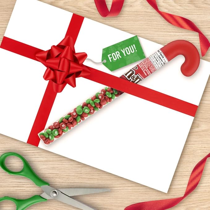 M&ampM'S Christmas Stocking Stuffer Milk Chocolate Candy 3 oz Candy Cane Tube Pack of 12