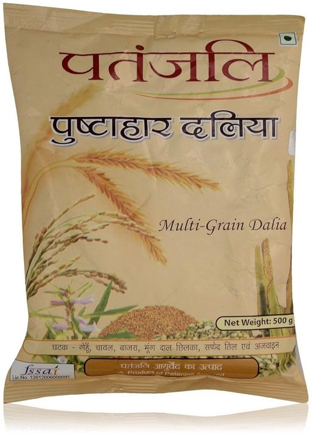 Patanjali Multigrain Porridge - 17.6 oz (500g) | Wholesome Breakfast Cereal | Ready-to-Cook Indian Dalia | No Artificial Additives 100% Vegetarian Nutritious Meal
