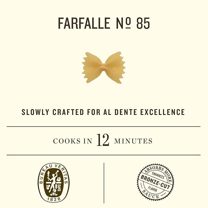 Rummo Farfalle Pasta N.85 - Bow Tie Pasta Noodles Durum Wheat Farfalle Dry Bowtie Pasta Fresh Italian Pasta - 16 Ounce (Pack of 3)