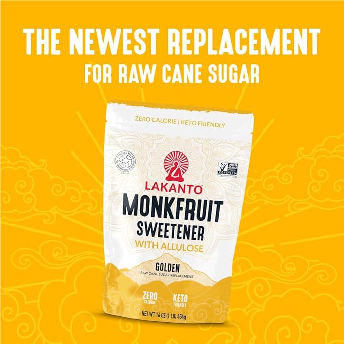 Lakanto Bulk Golden Monk Fruit Sweetener with Allulose - Bulk Raw Cane Sugar Substitute Baking Extract Sugar Replacement (Golden - 20 kg)