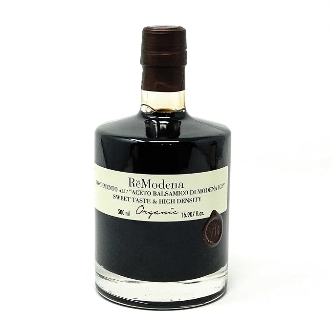 ReModena Organic Sweet &amp Dense Balsamic | Dressing Made with IGP Vinegar of Modena Italy | Traditional Aged in Oak Barrels | Natural Concentrated and Cooked Grape Must with High Density (16.9 fl