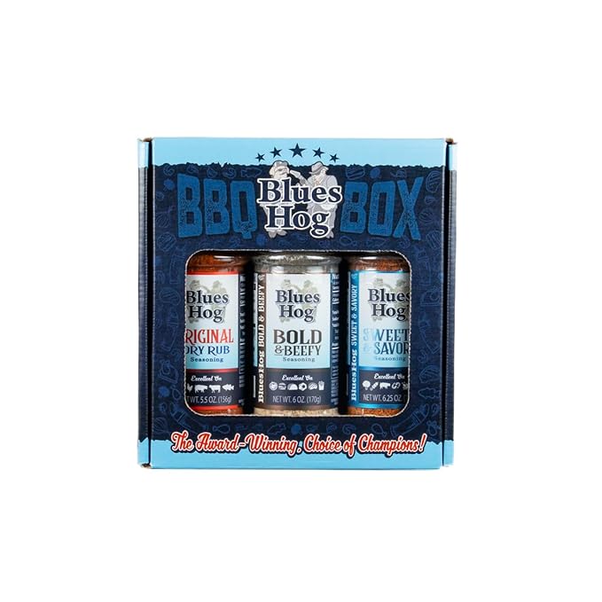 Blues Hog Seasonings BBQ Box – Original Bold &amp Beefy &amp Sweet &amp Savory Variety Pack – All‑Natural Dry Rub Gift Set Gluten‑Free Made in the USA