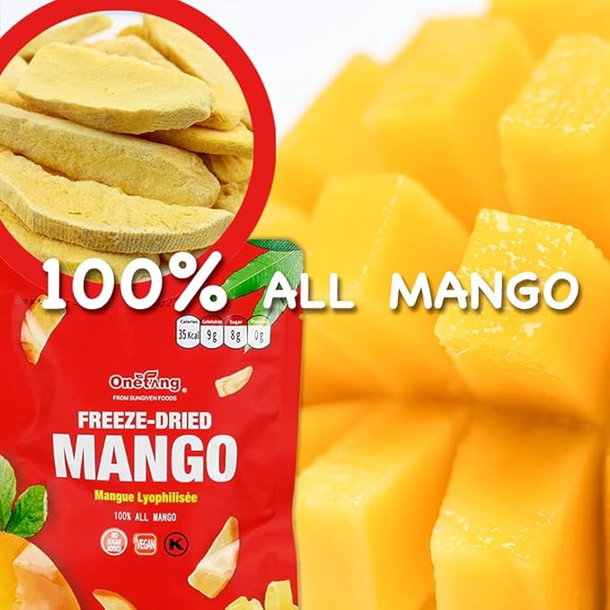 ONETANG Freeze-Dried Fruit Mango Chips 10 Pack Single-Serve Pack Non GMO Kosher No Add Sugar Gluten free Vegan Holiday Gifts Healthy Snack 0.35 Ounce