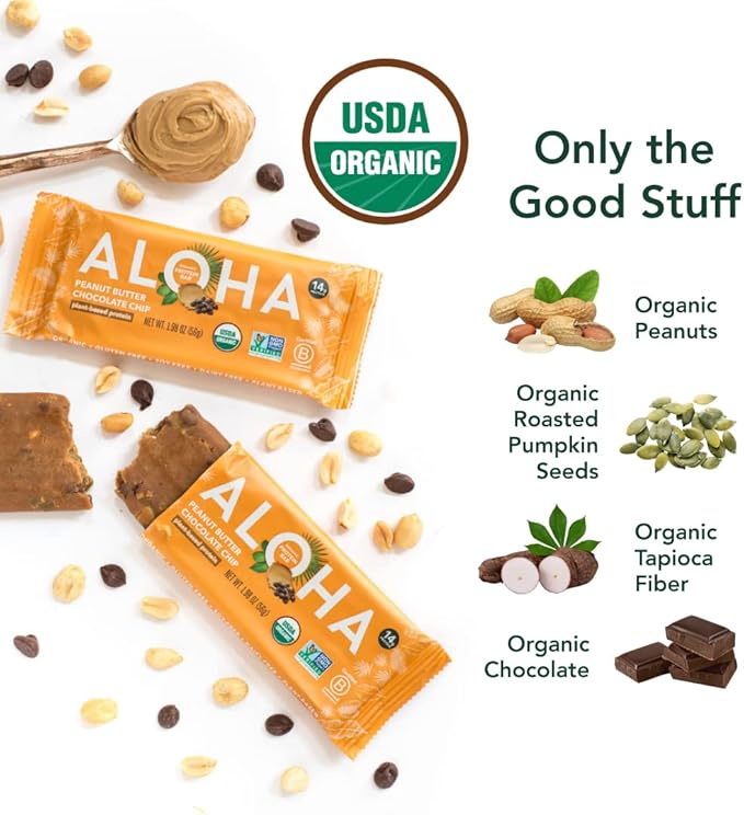 Garden of Life Organic Vegan Sport Protein Powder &amp Aloha Organic Plant Based Protein Bars |Peanut Butter Chocolate Chip | 1.98 Oz