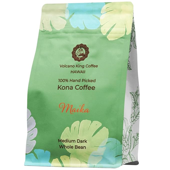 Hawaiian Coffee Beans 100% Kona Coffee Select Grade Medium Dark Roast Whole Bean Hand Picked Great for Espresso Drip or French Press(Maika 7 oz)