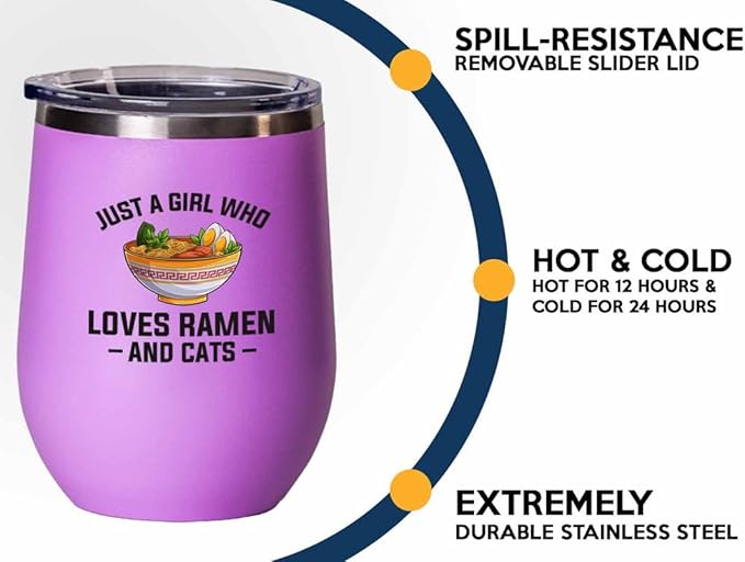 Ramen Lover Blue Edition Wine Tumbler 12oz - Just a girl who loves - Food Lovers chicken pumpkin vegan pantry spicy noodles