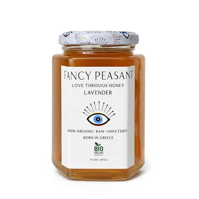 Fancy Peasant Greek Lavender Honey Organic Raw Honey Jar Unfiltered Pure &amp Natural 14.2oz