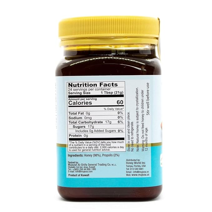 Authentic Mountain Sidr Honey with Propolis – Jujube Honey Supports Mental Health Memory and Cognition 100% Natural Raw Liquid Honey Gluten Free (500g / 17.6oz)