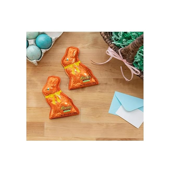 Reese Milk Chocolate Peanut Butter Easter Bunnies - Pack of 2 - Classic Taste the Whole Family will Love - Perfect for Easter Baskets and Sharing with Others