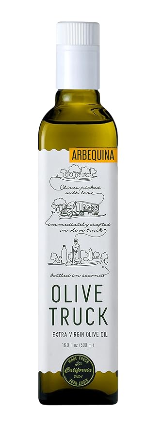 Olive Truck California Extra Virgin Olive Oil - Made from Early Harvest Olives Authentic &amp Filtered Glass Bottle Cold-Pressed High Polyphenol Olive Oil - Arbequina (Spanish) 16.9 fl oz (Pack of