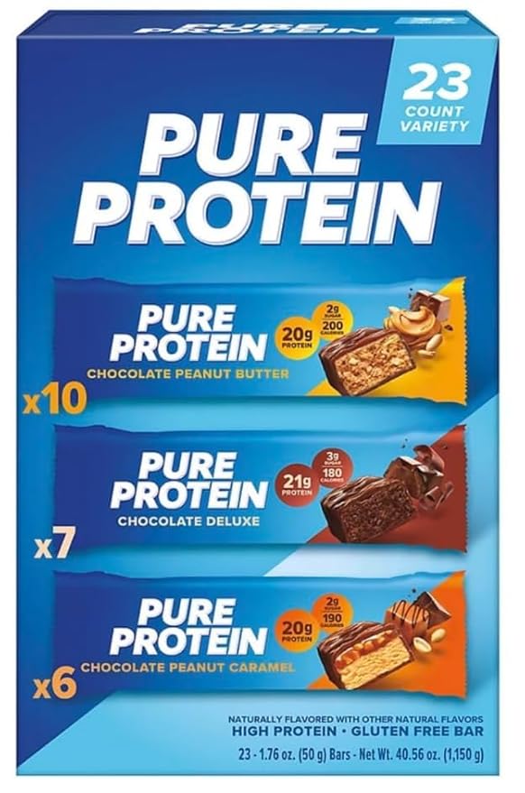 Pure Proteins Bar Nutrient Rich Snacks with High Protein for Energy Support Minimal Sugar Gluten-Free Variety Pack 20g Protein BULK (23 Pack) (2-Pack Mix)