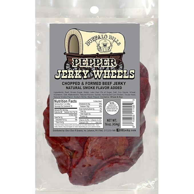 Buffalo Bills Pepper Beef Jerky Wheels (Circles) - Two 16oz Packs