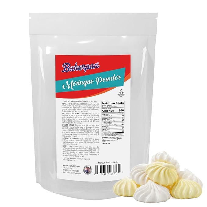 Bakerpan Meringue Powder for Royal Icing - 8 Ounce - Meringue Powder for Baking Frosting Icing Pies Cake Decorations