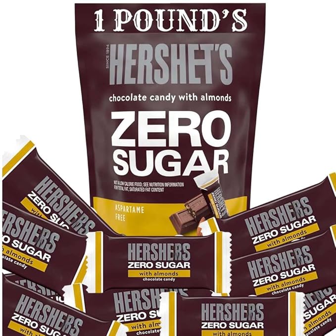 Zero Sugar Chocolate Candy Bag Zero Sugar Assorted Flavors for Special Occasions 1 Pound Includes SPECIAL Dark Chocolate Milk Chocolate Caramel Filled Candiesand almond (Almond)