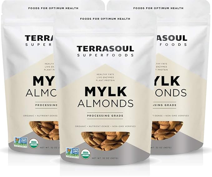 Terrasoul Superfoods Raw Unpasteurized Organic Almonds (Mylk Grade) 6 Pounds