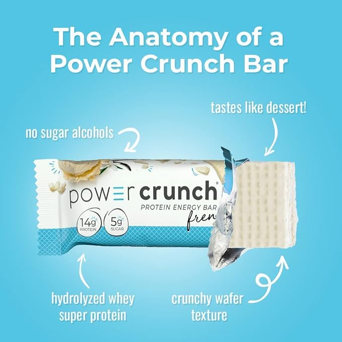 Power Crunch Whey Protein Bars High Protein Snacks with Delicious Taste Variety Pack French Vanilla &amp Chocolate Mint 1.4 Ounce (24 Count)