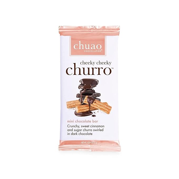 Chuao Chocolatier Cheeky Cheeky Churro Dark Chocolate Mini Bars | Gourmet Cinnamon Chocolate Artisan European No Preservatives | For Gift Baskets Christmas Valentines Day Gifts for Women Men Birt