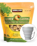 Kirkland Signature Cashew Clusters 2 lbs Item 440493 Bundle with MORALZA Silicone Collapsible Cup 200ml - 2 Items