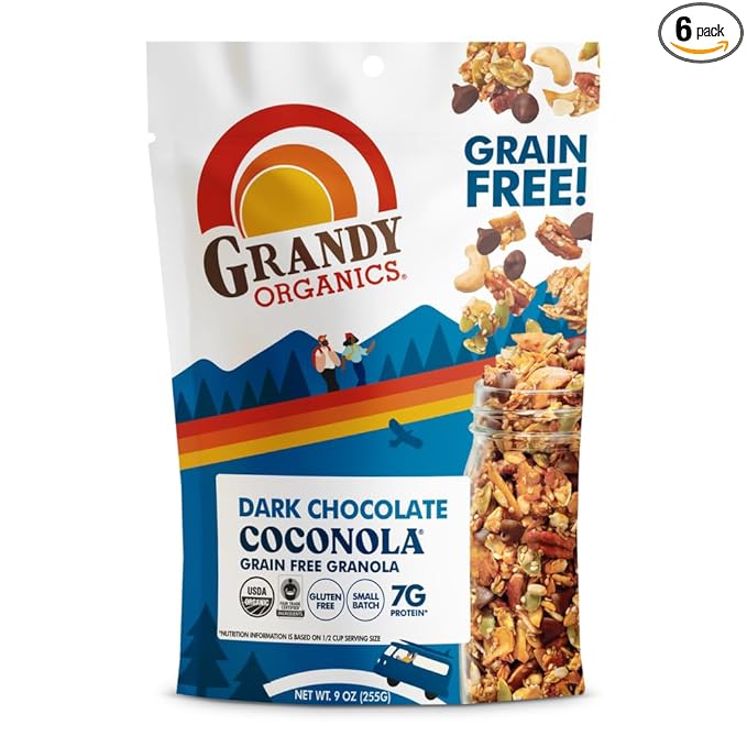 Grandy Organics Coconola Dark Chocolate Organic 9 oz (Pack of 6)