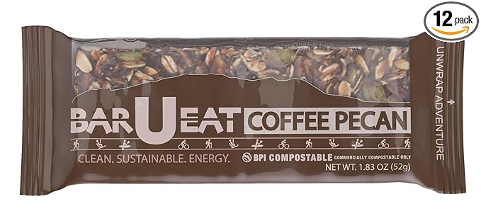 Bar U Eat Energy Bar Coffee Pecan 1.83 oz (Pack of 12)