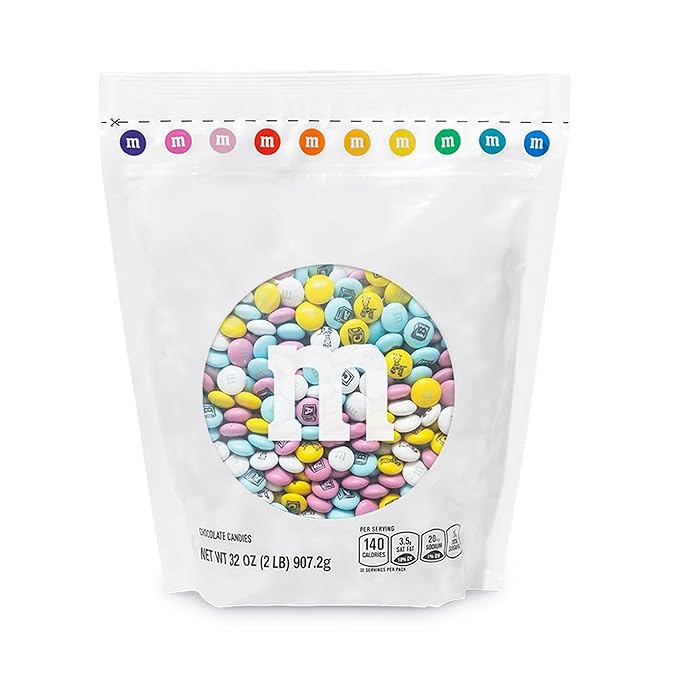 M&ampM'S WORLD New Baby Milk Chocolate Candy 2lb Bag with Assorted M&ampM'S for Showers Gender Reveal Parties and Newborn Gift Ideas